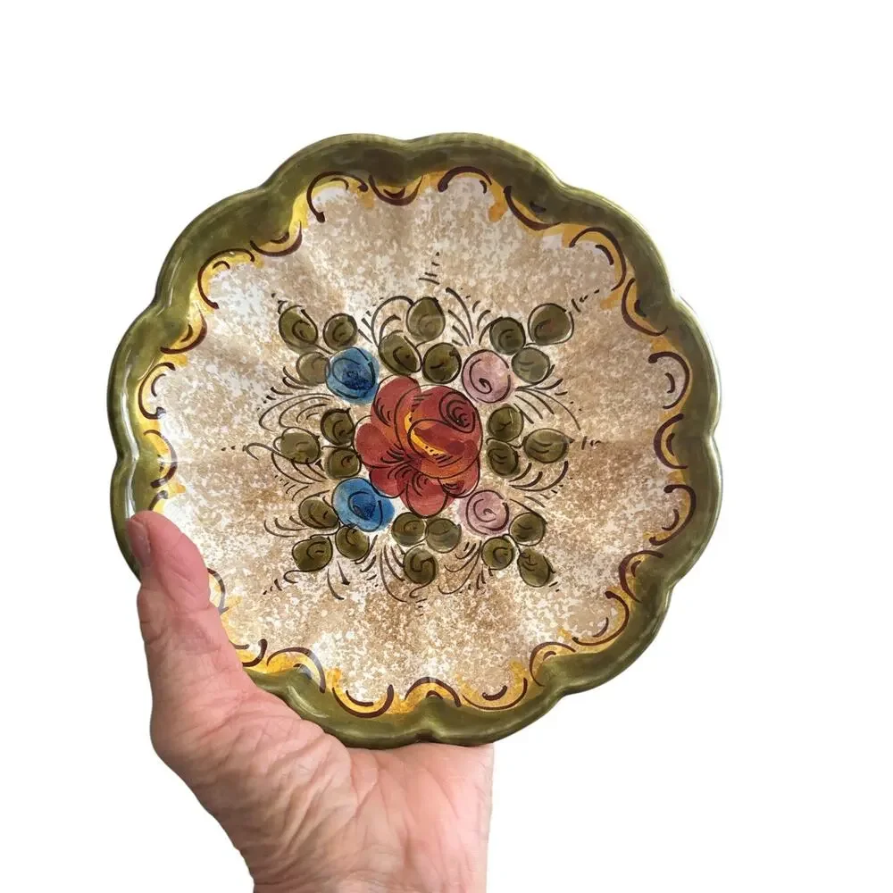 Vintage Deruta Italy Hand Painted Floral Dish Bowl